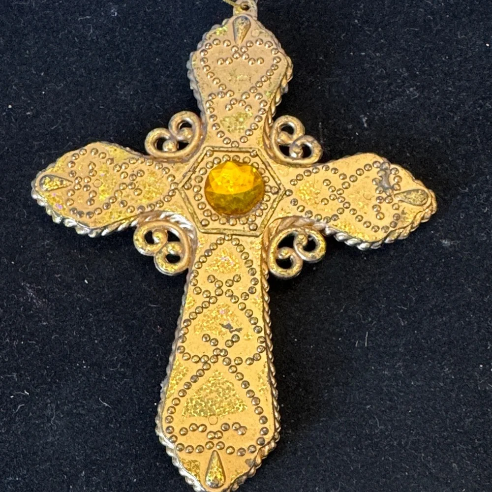 Elegant Vintage style Golden Cross Ornaments Set (4)